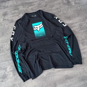 Vintage VTG Y2K 2000's 00's Fox Racing Grunge Black Long Sleeve T-Shirt
